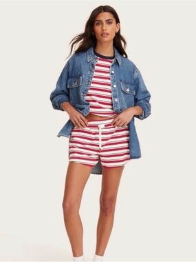 PARKE Striped Red & White Lounge SHORTS ONLY